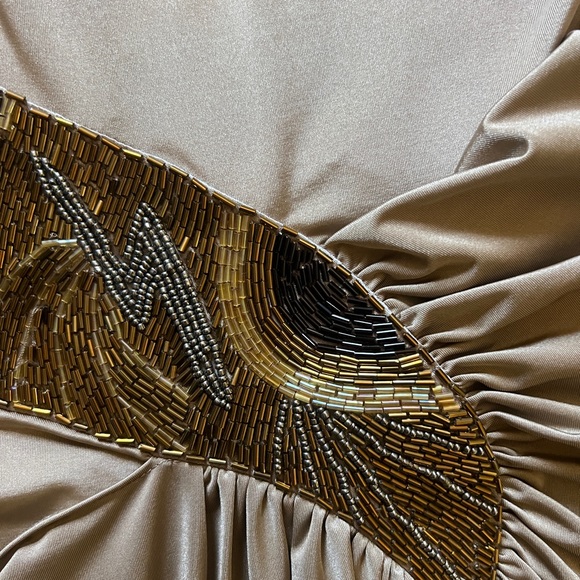 Caribbean Queen Elegant Tan Evening Dress - Picture 4 of 15